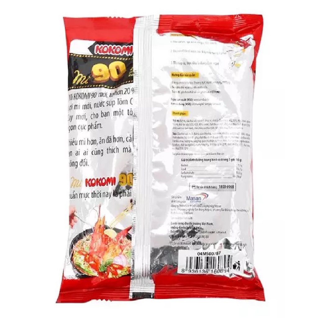 Thùng 30 gói mì Kokomi 90 tôm chua cay 90g, MKKM01-Bách hóa-HK24