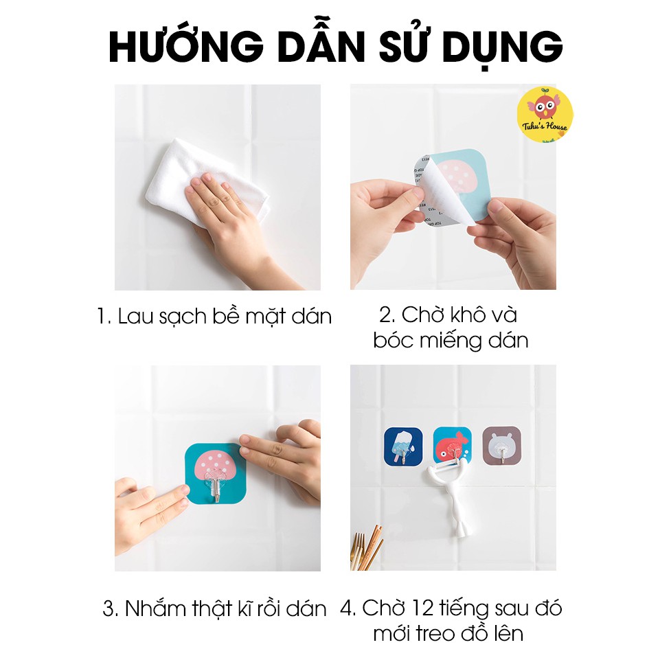 Móc dán tường chịu lực siêu dính, móc treo tường hình dáng dễ thương đa năng, tiện dụng – HUNONA