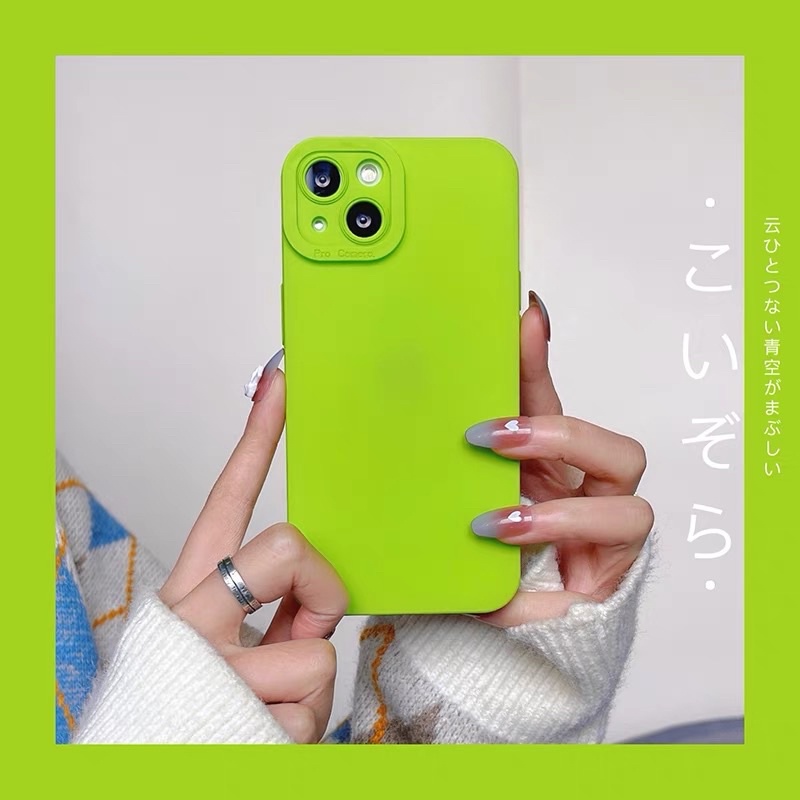 Ốp lưng ip pro camera màu xanh neon chống bẩn viền vuông dành cho ip