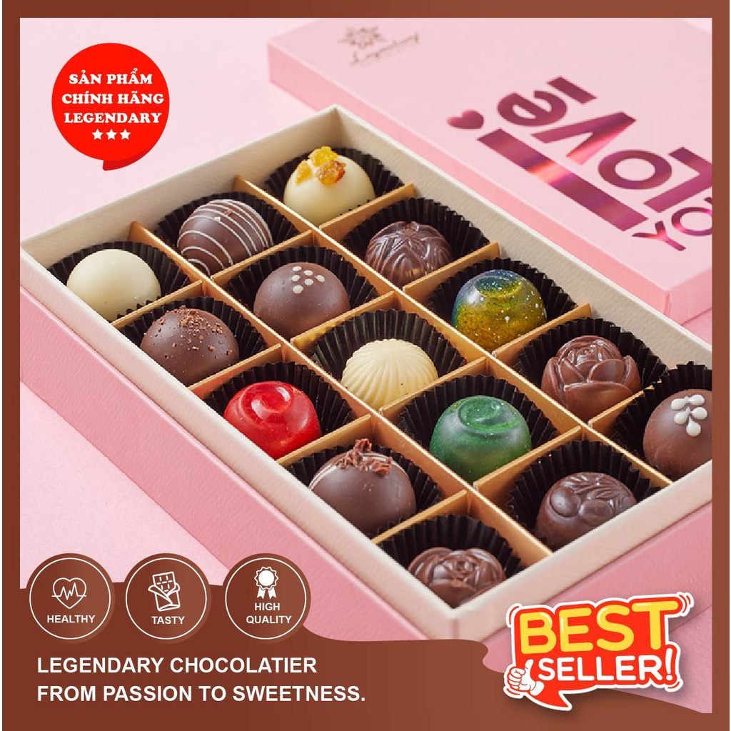 Hộp quà tặng Socola tươi đủ vị 9, 15, 16, 24, 36 viên trang trí sang trọng Legendary Chocolatier