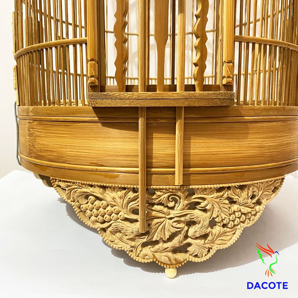 Lồng chim mi  cửa chiến chất liệu trúc cao cấp hàng đẹp có móc đi kèm
