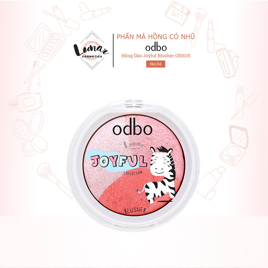 Phấn Má Hồng Có Nhũ Odbo Tông Hồng Đào Joyful Blusher OD0115 No.04