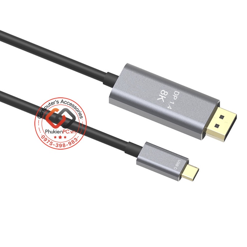 Dây cáp USB-C Thunderbolt 3/4 sang Displayport 8K60hz 4K144hz 2K165hz hỗ trợ sạc PD cho Laptop Gaming, Macbook, Laptop