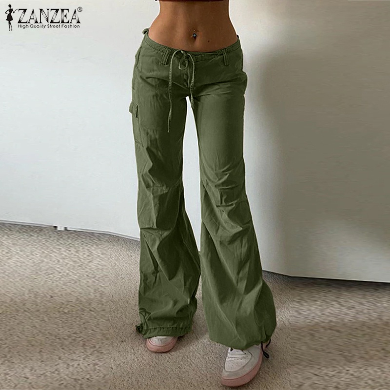 Zanzea Quần Dài Ống Loe Thắt Dây Thời Trang Nữ