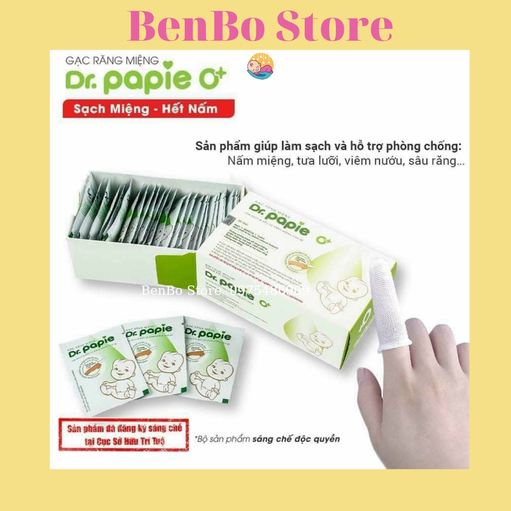 Gạc rơ lưỡi Dr Papie vệ sinh răng miệng / Rơ lưỡi Dr Papie cho bé (30 gói)