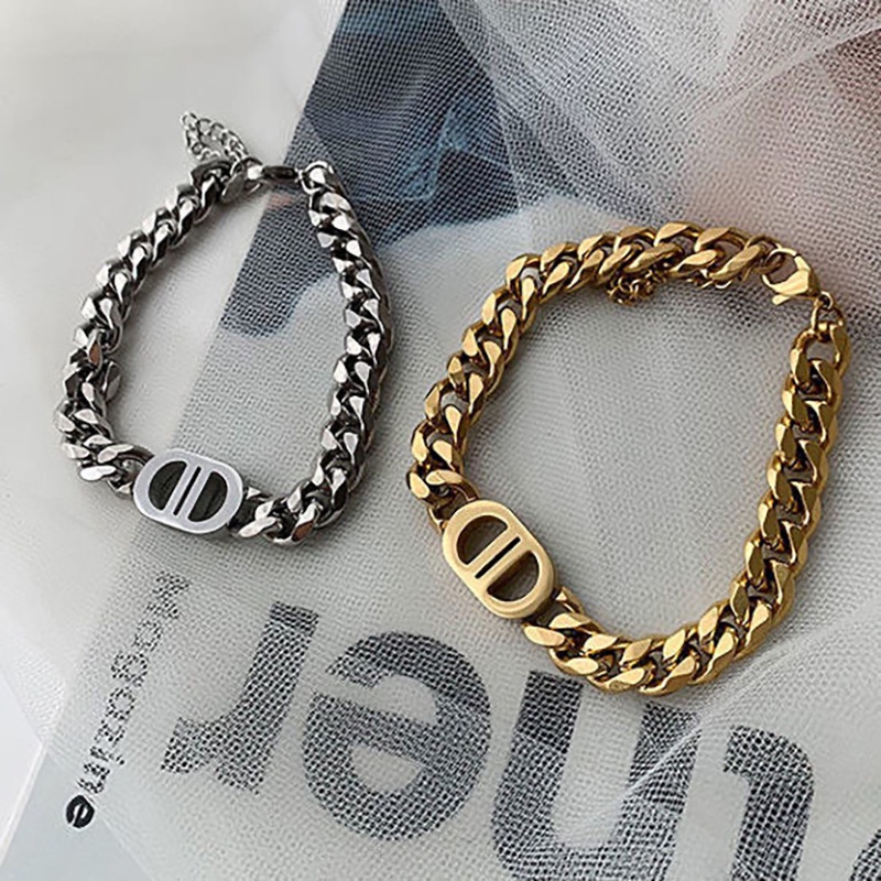 Vòng tay thép titan thiết kế đơn giản phong cách hip hop thời trang cho cặp đôi