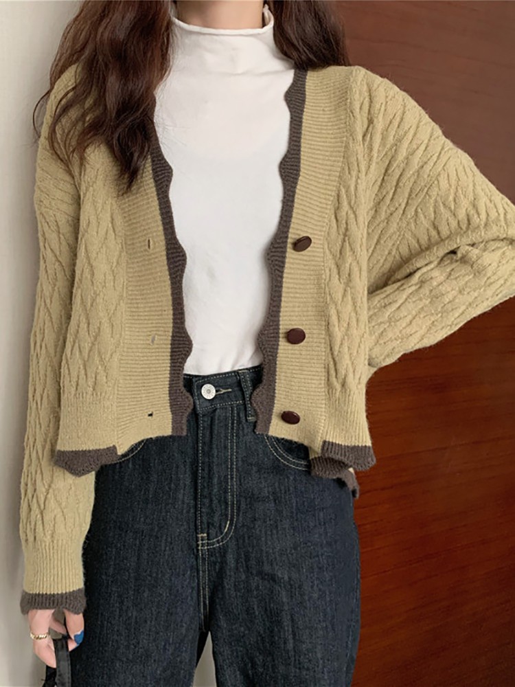 Áo cardigan len nữ kiểu dài tay dài màu trắng, đen chất đẹp hàng quảng châu thời trang thu đông kiểu 2022