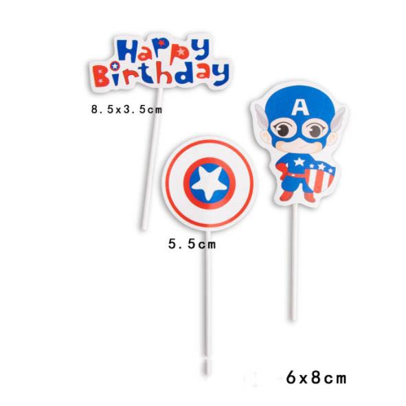 Trang Trí Bánh Sinh Nhật Bánh Kem - SET THẺ CẮM SIÊU NHÂN A, POW