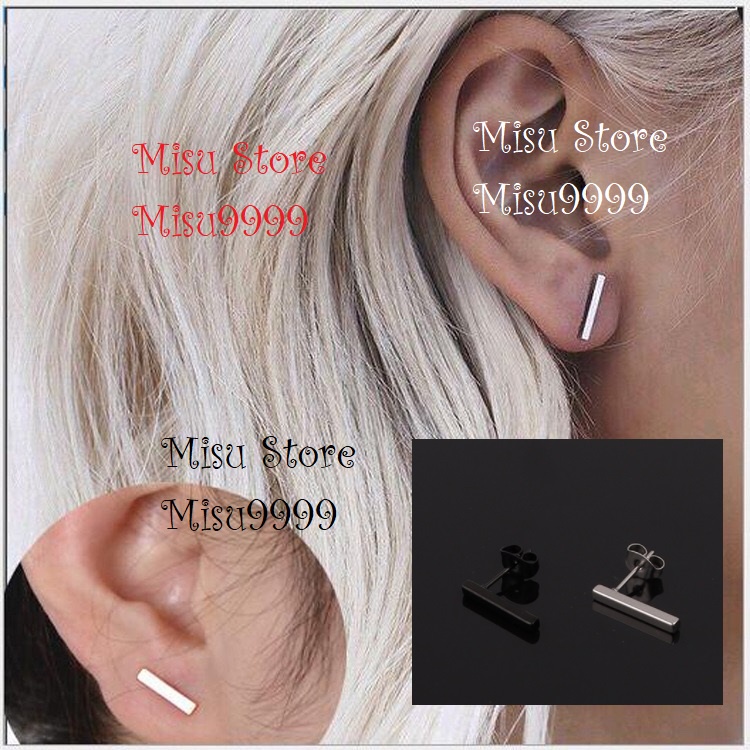 Khuyên titan thanh ngang chữ nhật nam nữ