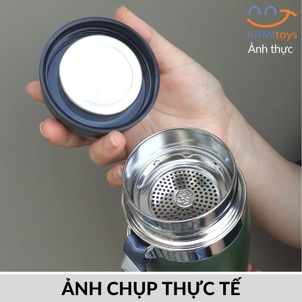 Bình nước giữ nhiệt lạnh và nóng nắp có màng lọc cỡ 800-1000ml inox 3 lớp mã 22048