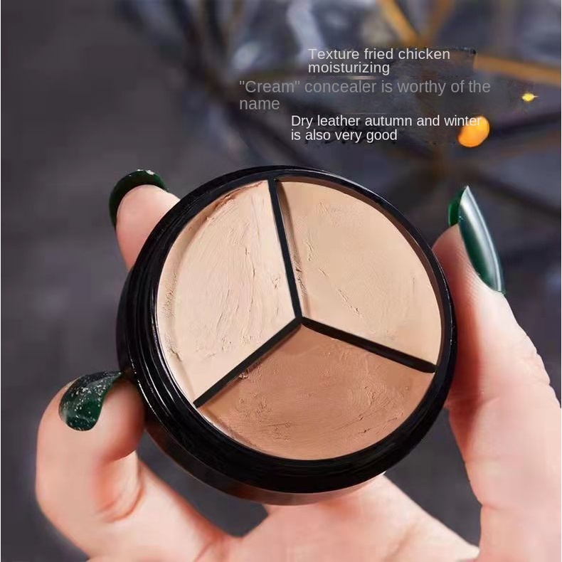 Kem Nền Che Khuyết Điểm Ba Màu Che Phủ Đốm Mụn Và Quầng Thâm Chống Thấm Nước