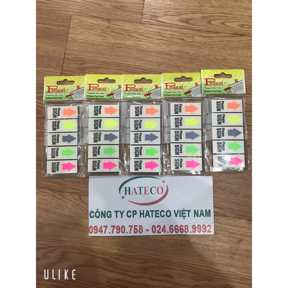 100 tờ Giấy ghi chú, giấy note trình ký 5 mũi tên Please sign Pronoti 45649 - Note Please Sign Here