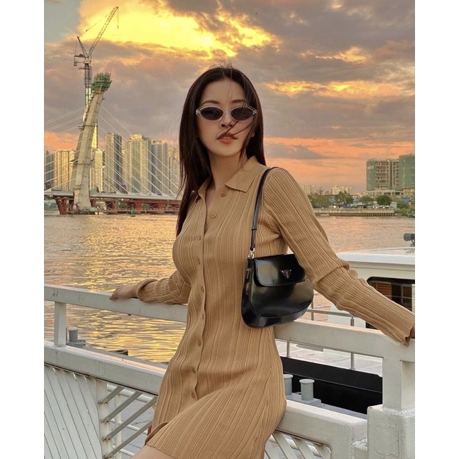 MYUNG - Đầm gân polo dài tay - CHIPUU DRESS
