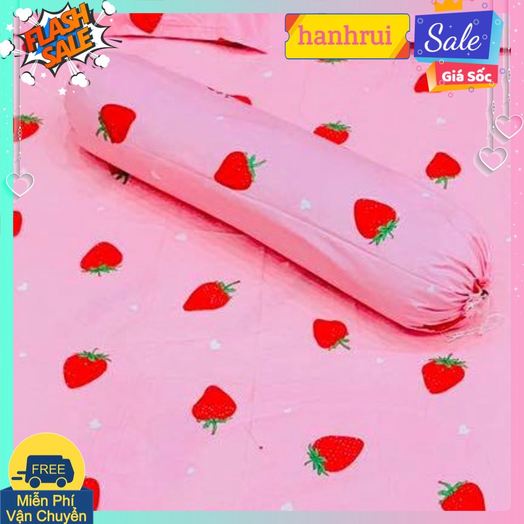 [Hanhrui]Vỏ gối ôm cotton poly 30x100cm mẫu dâu tây