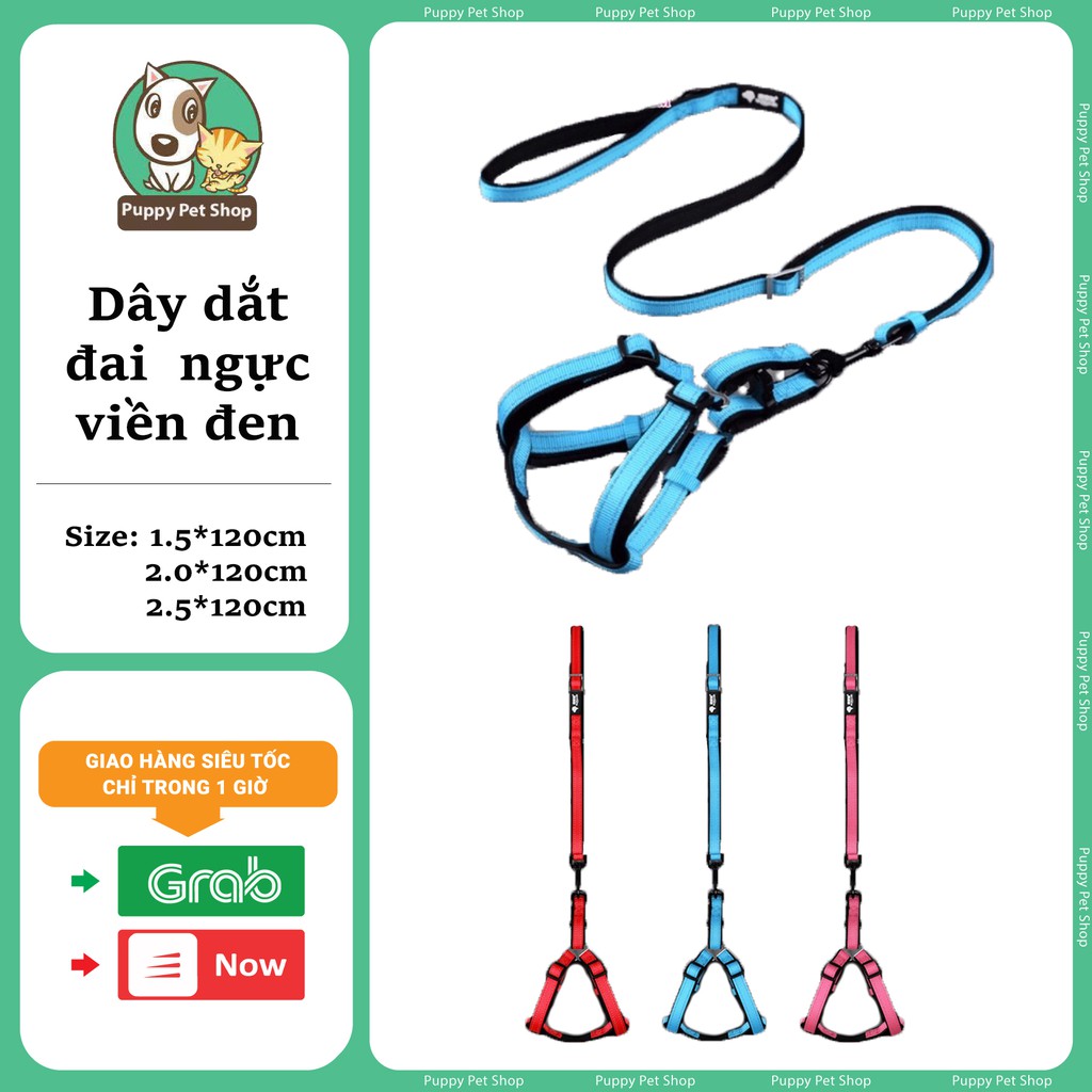 DÂY ĐAI NGỰC VIỀN ĐEN CHO THÚ CƯNG