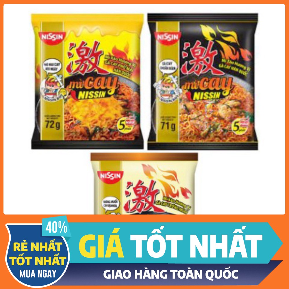 [HCM] Thùng 30 gói mì trộn NISSIN Chuẩn Vị Hàn Quốc 4 Hương Vị