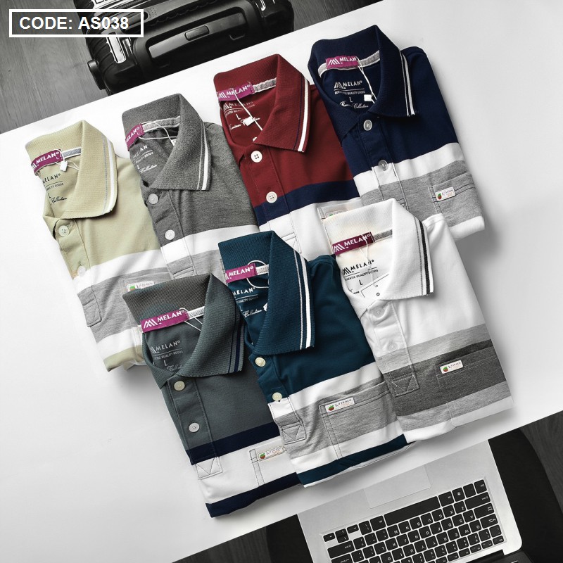 Áo Polo nam trung niên phối cổ bẻ có túi vải cá sấu Cotton xuất xịn chuẩn form rộng  thanh lịch- áo thun nam tặng Ba