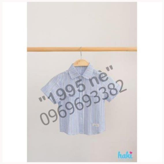 Áo sơ mi cộc tay bé trai - xanh kẻ nhạt HK207 ( Hàng Việt Nam xuất khẩu)