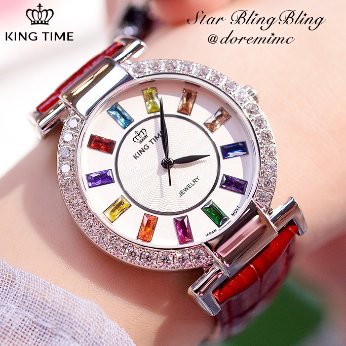 Đồng hồ nữ KING TIME EBILA Đính Đá Ruby Rainbow - Mặt to nổi bật