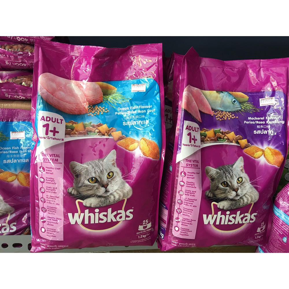 [Giao nhanh] Hạt Whiskas cho mèo gói 1.2kg vị cá thu/cá biển/cá ngừ THƠM - NGON - GIÀU DINH DƯỠNG