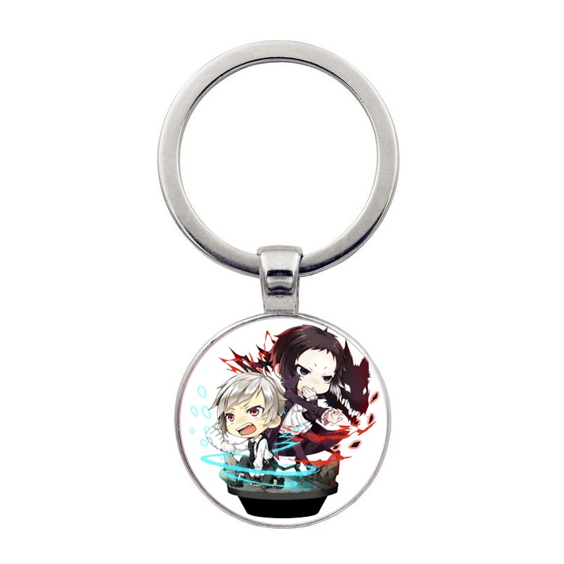 (30k) Móc khóa tròn kim loại in hình Bungou Stray Dogs anime chibi xinh xắn độc đáo