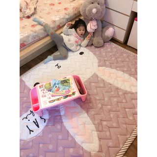 Thảm cotton chần bông hàn quốc hình thỏ trắng say hi