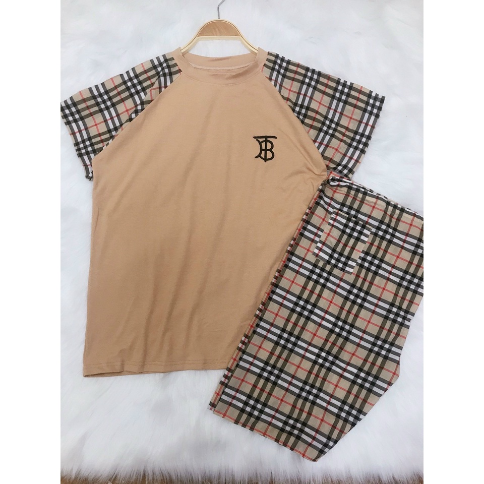 Đồ Bộ Bầu❤️Đồ Bộ Sau Sinh Tiện Lợi Thời Trang - Mẫu Đùi kẻ pha - Chất Cotton Đẹp