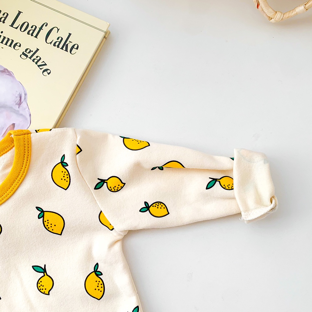 Bộ đồ mặc nhà tay dài in hình quả chanh xinh xắn cho bé từ 1-3 tuổi