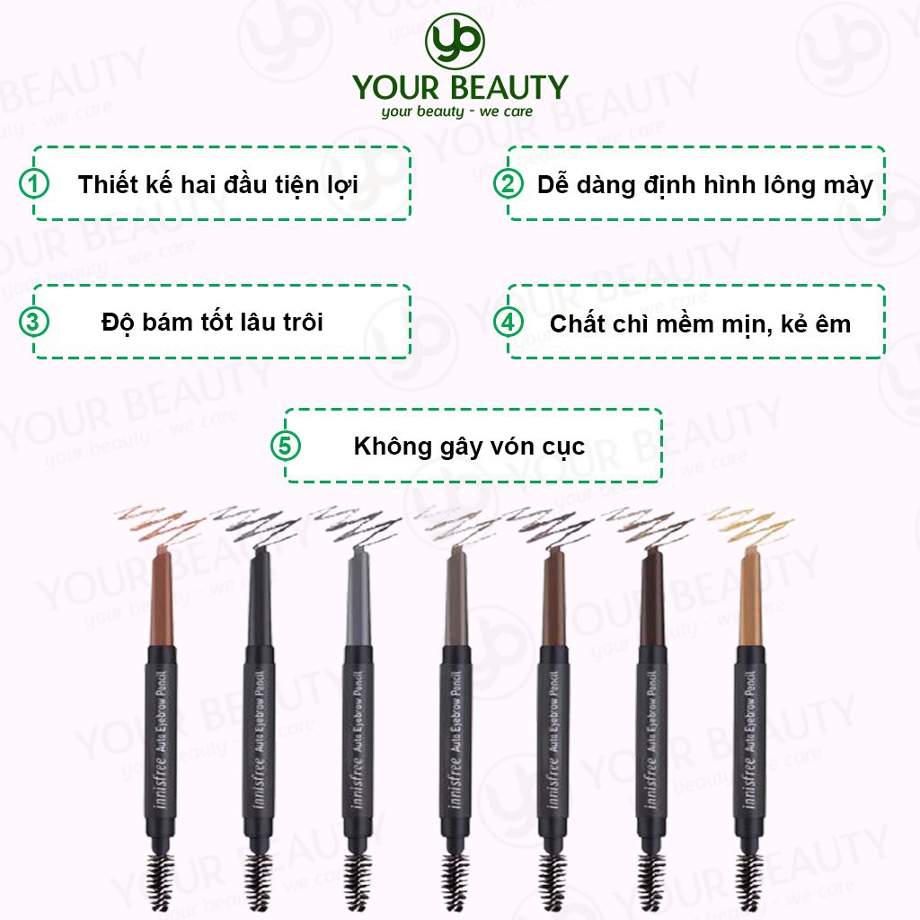 Chì kẻ mày 2 đầu Innisfree Auto Eyebrow Pencil mềm mịn lâu trôi - mẫu mới (Chính Hãng)