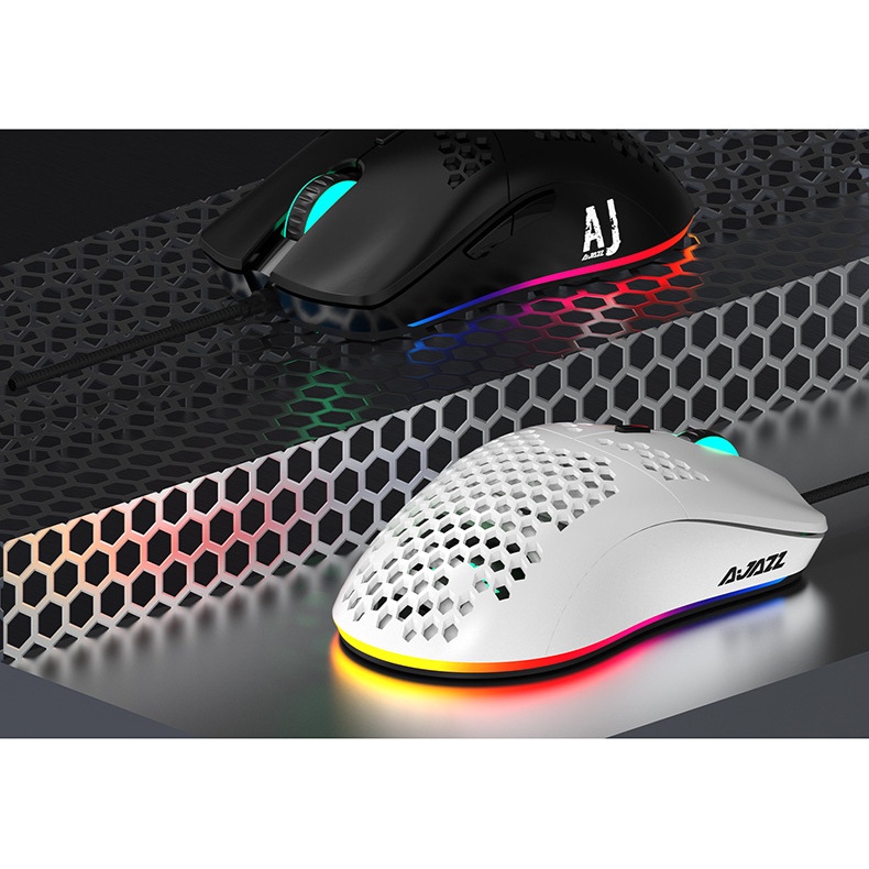 Ajazz AJ390 / AJ390R Chuột chơi game có dây USB 6 nút Chuột nhẹ 16000DPI RGB có thể lập trình cho máy tính xách tay chơi game máy tính xách tay