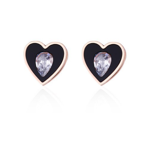 Bông Tai Nữ Hình Trái Tim Titan Ko Đen TT 2301