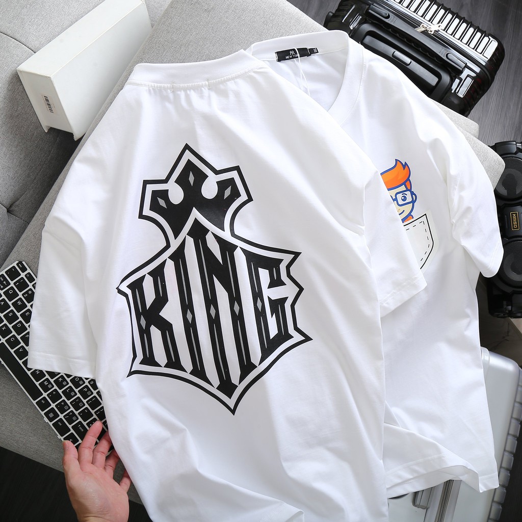 Bigsize &lt; 140kg Áo thun cotton nam tay ngắn cổ tròn bigsize nam - king