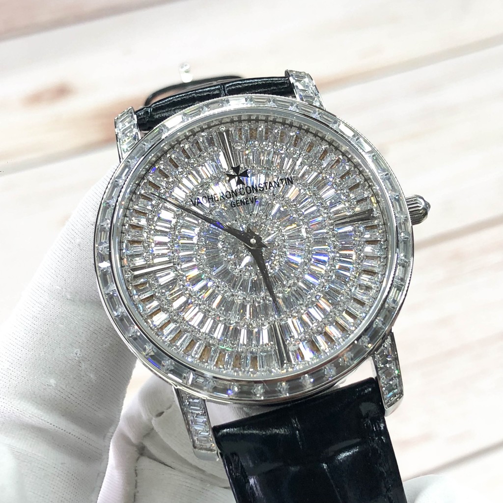 Đồng Hồ Nam Nữ VC GENEVE Mặt Viền Full Đá, Máy Pin Size 40/32mm, Chống Nước 5ATM