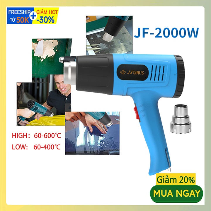 Máy khò hơi nóng 2000W JFTOOIS - Máy khò nhiệt màng co bọc giỏ quà, dán decal