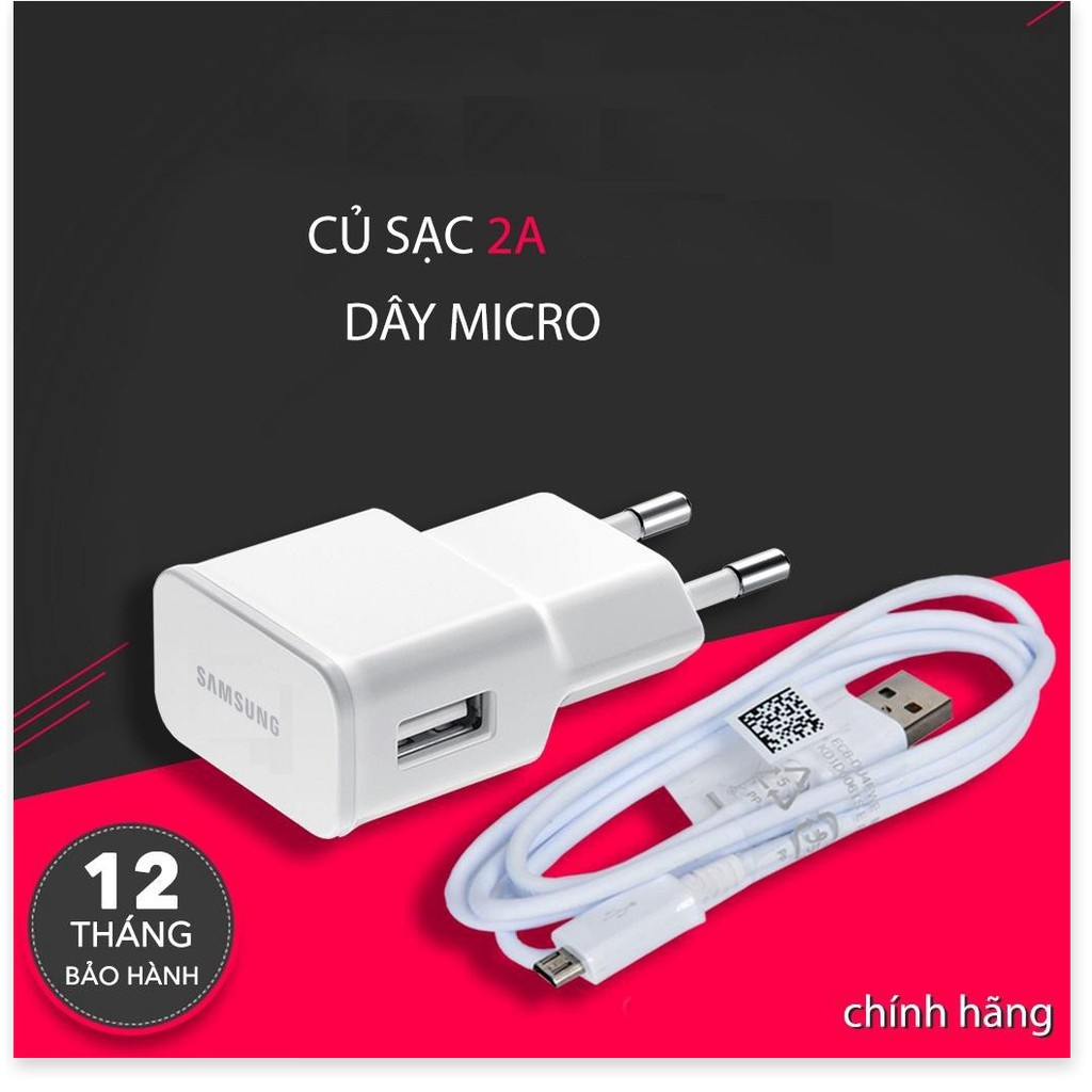 [FREESHIP 50K] Bộ sạc nhanh samsung 2A dây micro usb dành cho J2,J3,J4,J5,J6,J7,J8... -Bh chính hãng- 1 đổi 1