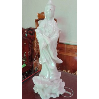 Tượng phật bà cao 32 cm ( đá trắng non nước , loại 1 )