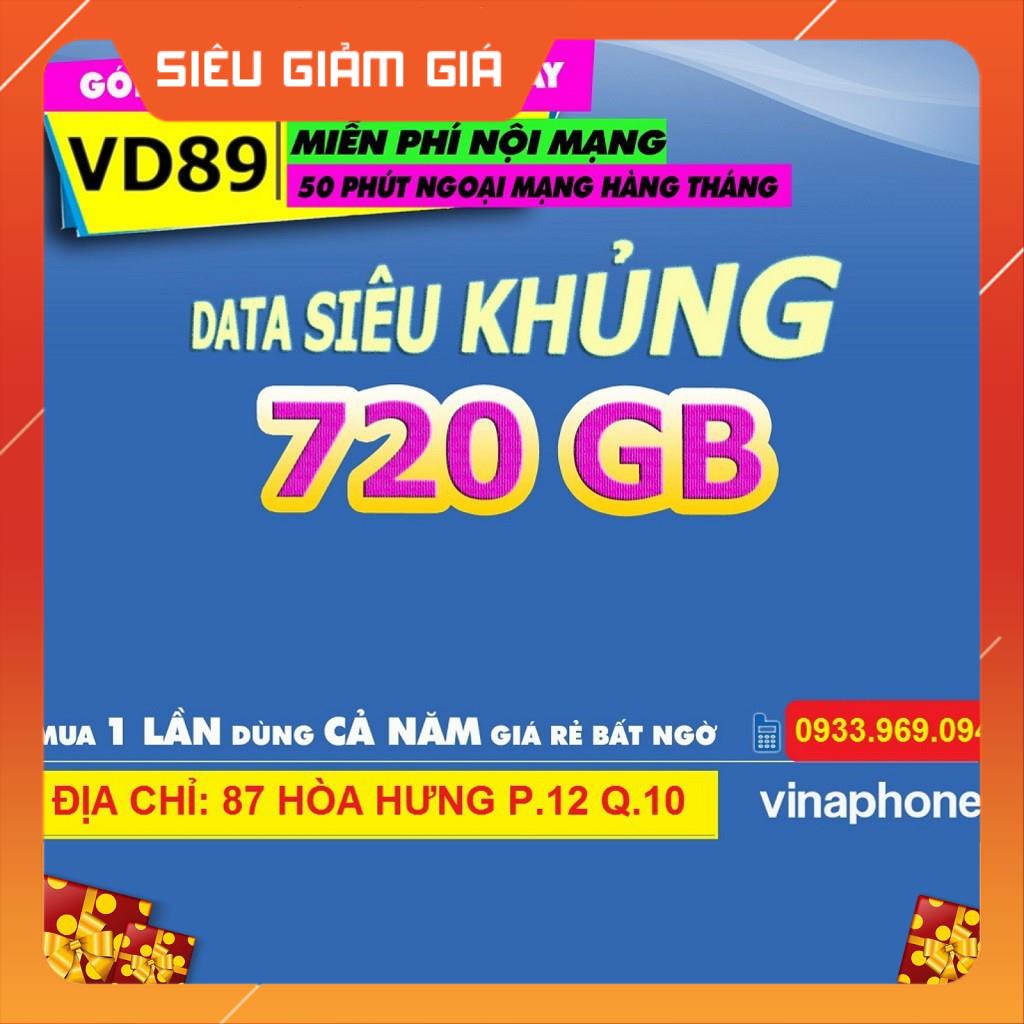Sim 4G Vina trọn gói 1 năm, VD8912T, 2Gb ngày, miễn phí nội mạng dưới 20p và 50p ngoại mạng, không nạp tiền hàng tháng
