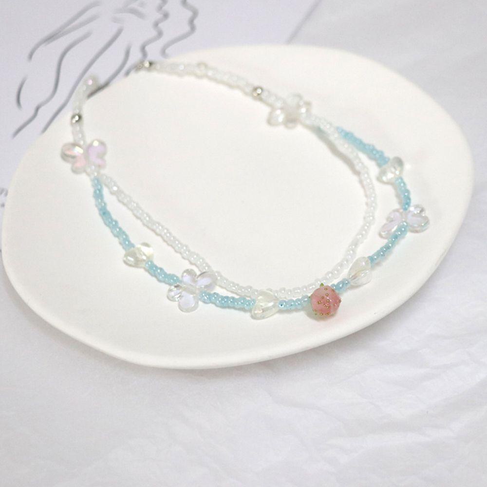 AROMA Vòng cổ Hai Lớp Bằng Nhựa Resin Mặt Bướm Đơn Giản Độc Đáo Y2K