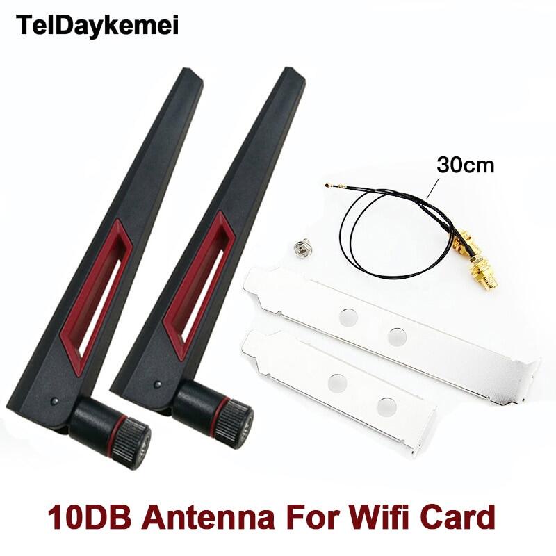 Bộ Ăng Ten Mở Rộng 2X10Dbi RP-SMA MHF4 Băng Tần Kép 2.4GHz 5GHz Cho Thẻ WiFi M.2 AX210 AX200