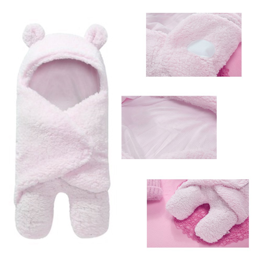 [4 MÀU] Chăn ủ kén (túi ngủ) lông cừu Baby Blanket cho bé