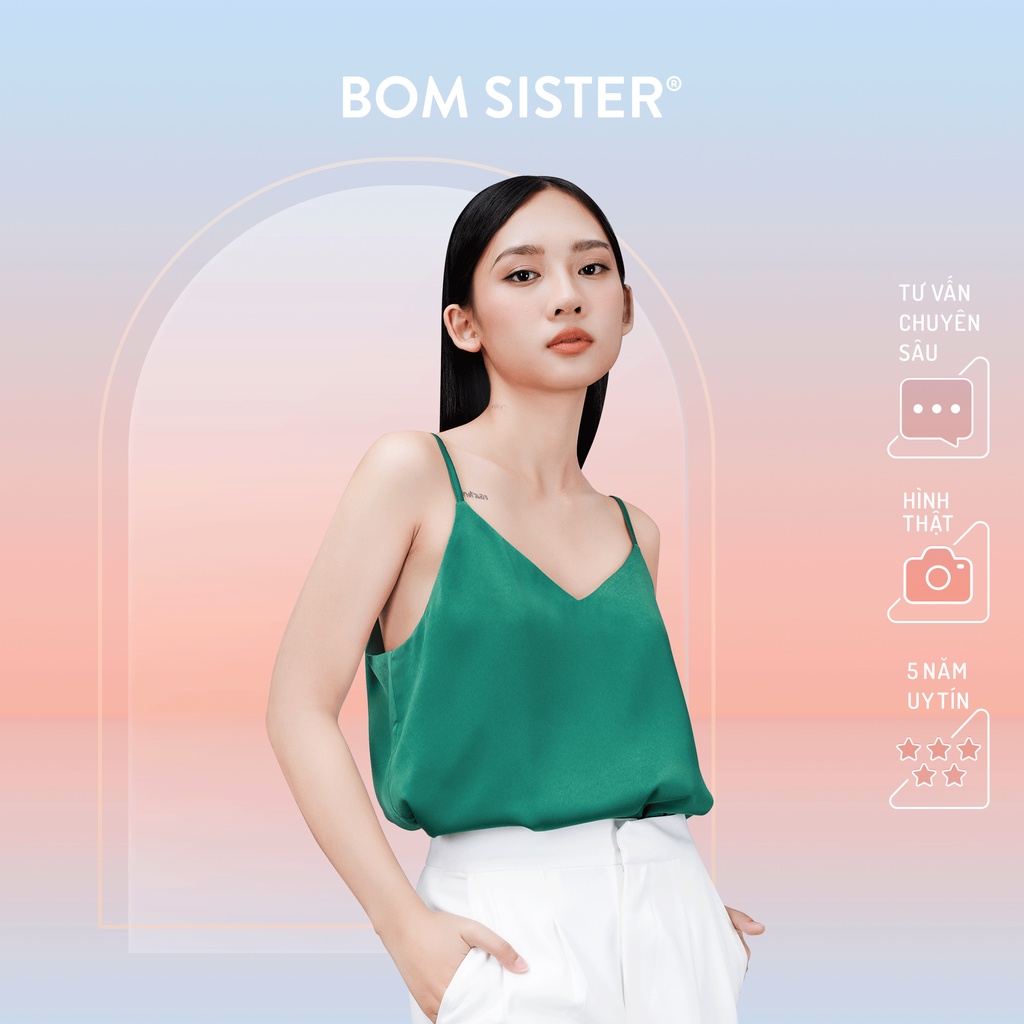 Áo satin hai dây màu trơn BOM SISTER MU9001