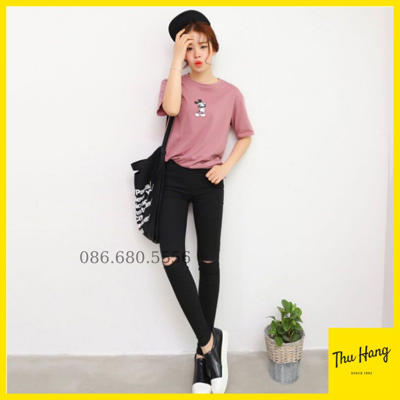 [SIÊU HOT] Quần Legging Cạp Cao Rách Gối - Hàng Có Sẵn Tại Kho