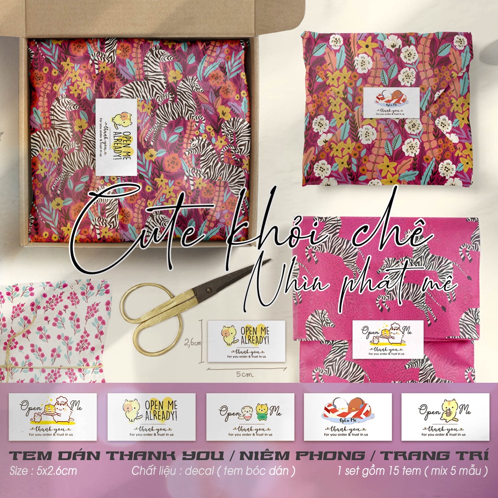 Set Sticker dán hộp - Tem dán niêm phong Thank you  Nhãn đóng gói hàng hóa  DIN Store