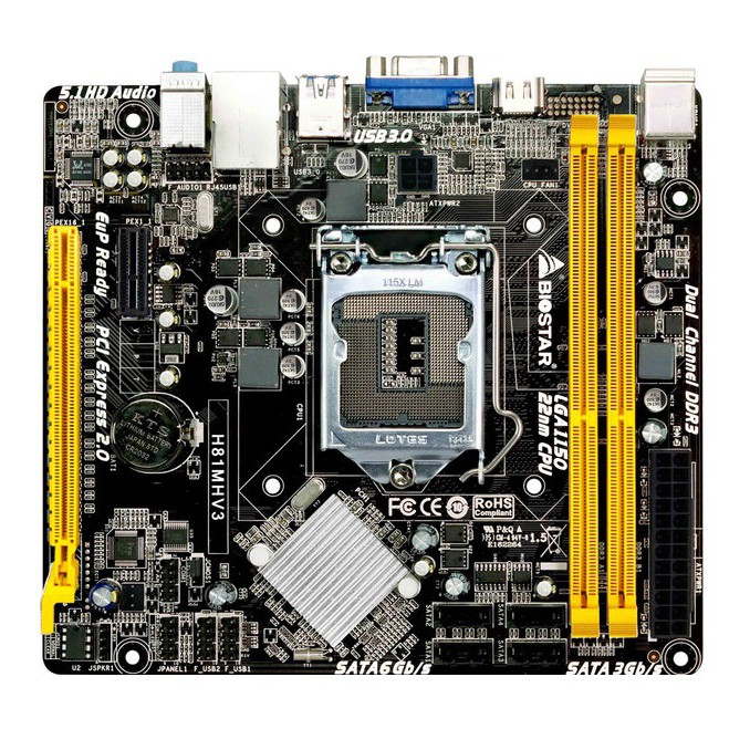 💯 Main Máy tính Biostar H81MHV3 (Chipset Intel H81/ Socket LGA1150/ VGA onboard)  - 90PC STORE - BH 06 THÁNG