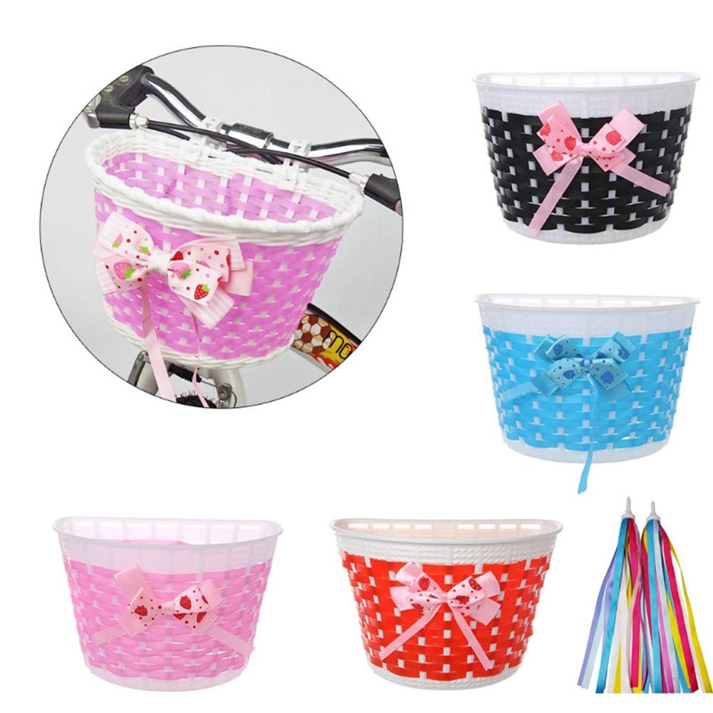 Giỏ Đựng Đồ Gắn Tay Lái Xe Đạp / Đồ Chơi Trẻ Em Đính Nơ