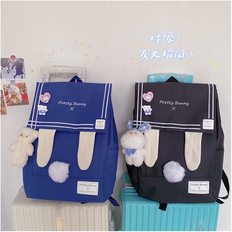 Mới Ba Lô Đi Học Gắn Tai Thỏ Dễ Thương Cho Nữ