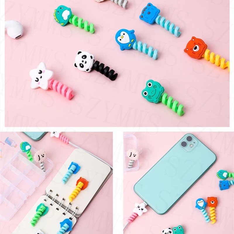 Phụ Kiện Quấn Bảo Vệ Dây Cáp Sạc iPhone Hình Xoắn Ốc Hoạt Hình Dễ Thương