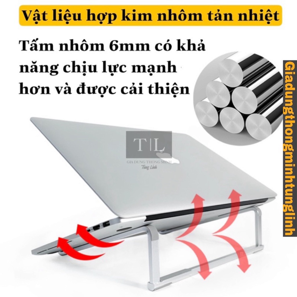 Thanh Giá Đỡ Kệ Máy Tính Laptop Đa Năng - Kệ gấp gọn, silicon chống trượt hợp kim nhôm tản nhiệt điều chỉnh góc