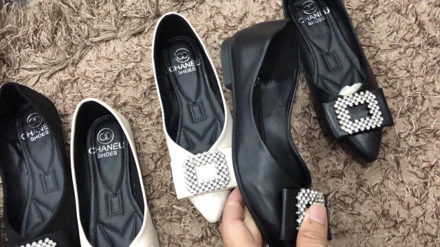 Giày bệt mũi nhọn da mềm khoá đá vuông(tặng tất) | BigBuy360 - bigbuy360.vn