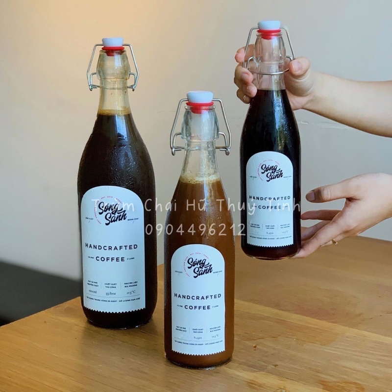 Chai thủy tinh nắp cài 500ml, 1000ml (Chai trơn, không in hình) - Đựng mật ong, trà kombucha, nước, sinh tố, nước ép,...